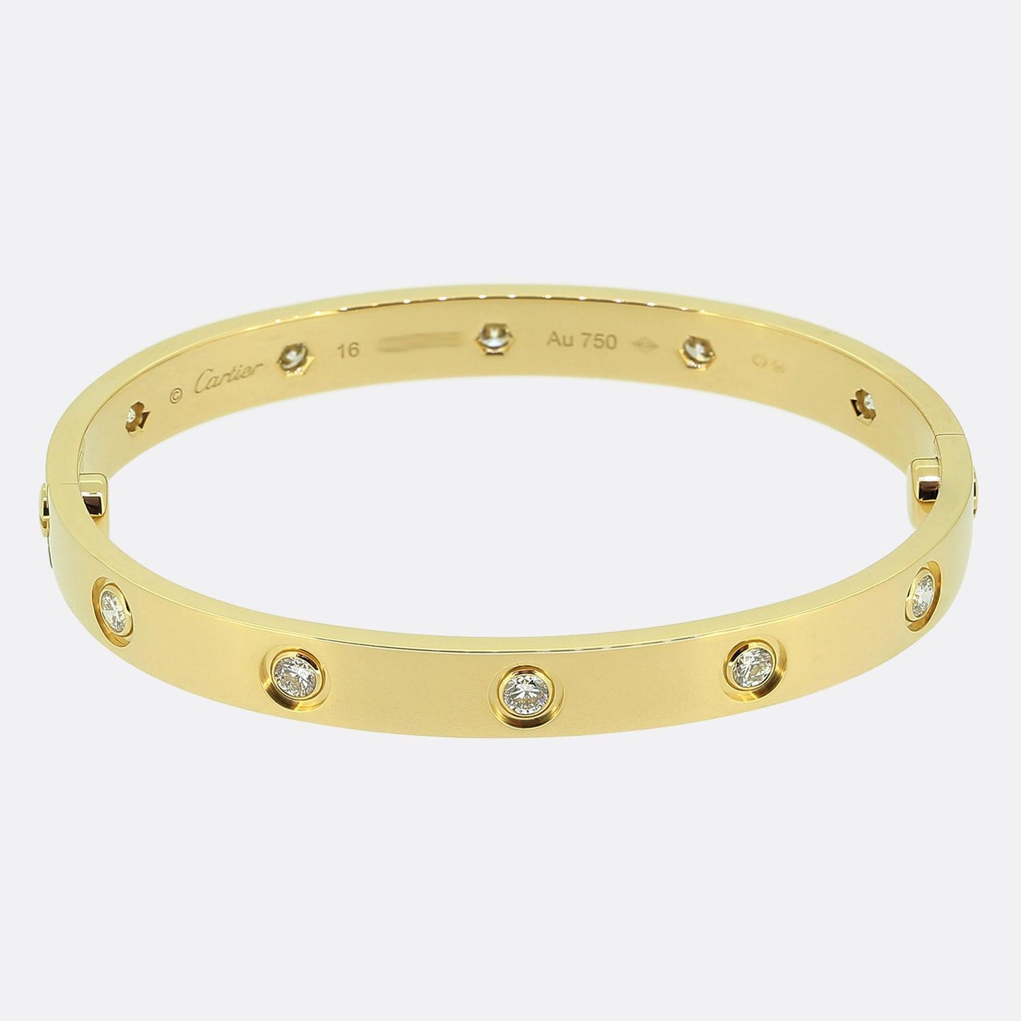 Cartier Classic Model Ten Diamond LOVE Bangle Size 16