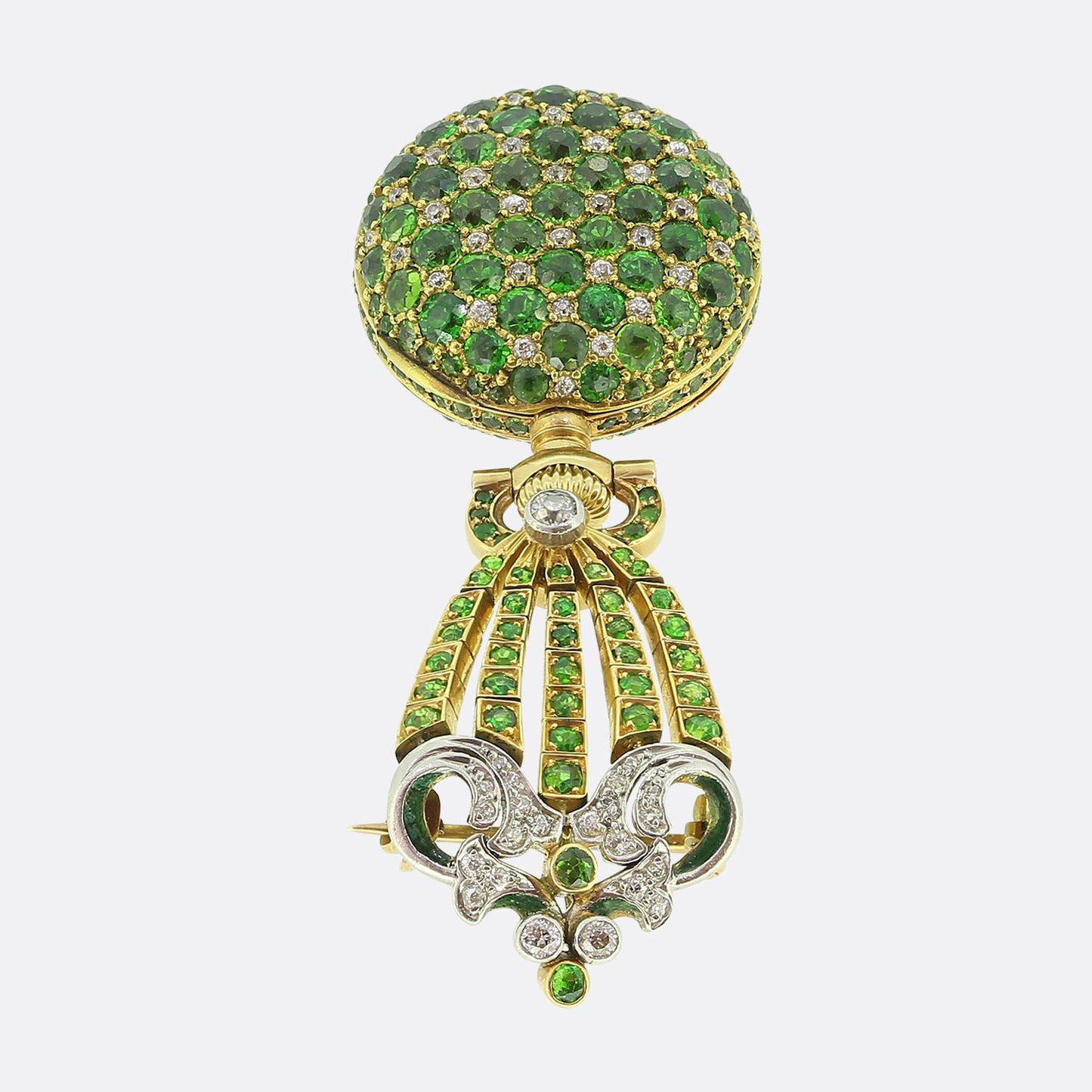 Patek Philippe for Tiffany & Co. Demantoid Garnet and Diamond Brooch Fob Watch