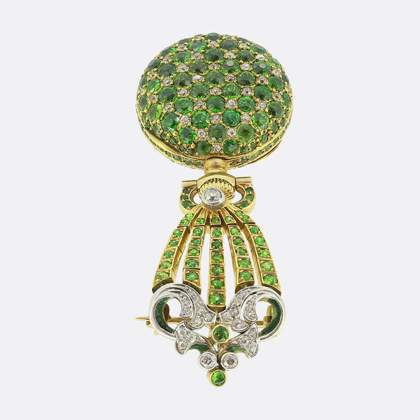 Patek Philippe for Tiffany & Co. Demantoid Garnet and Diamond Brooch Fob Watch