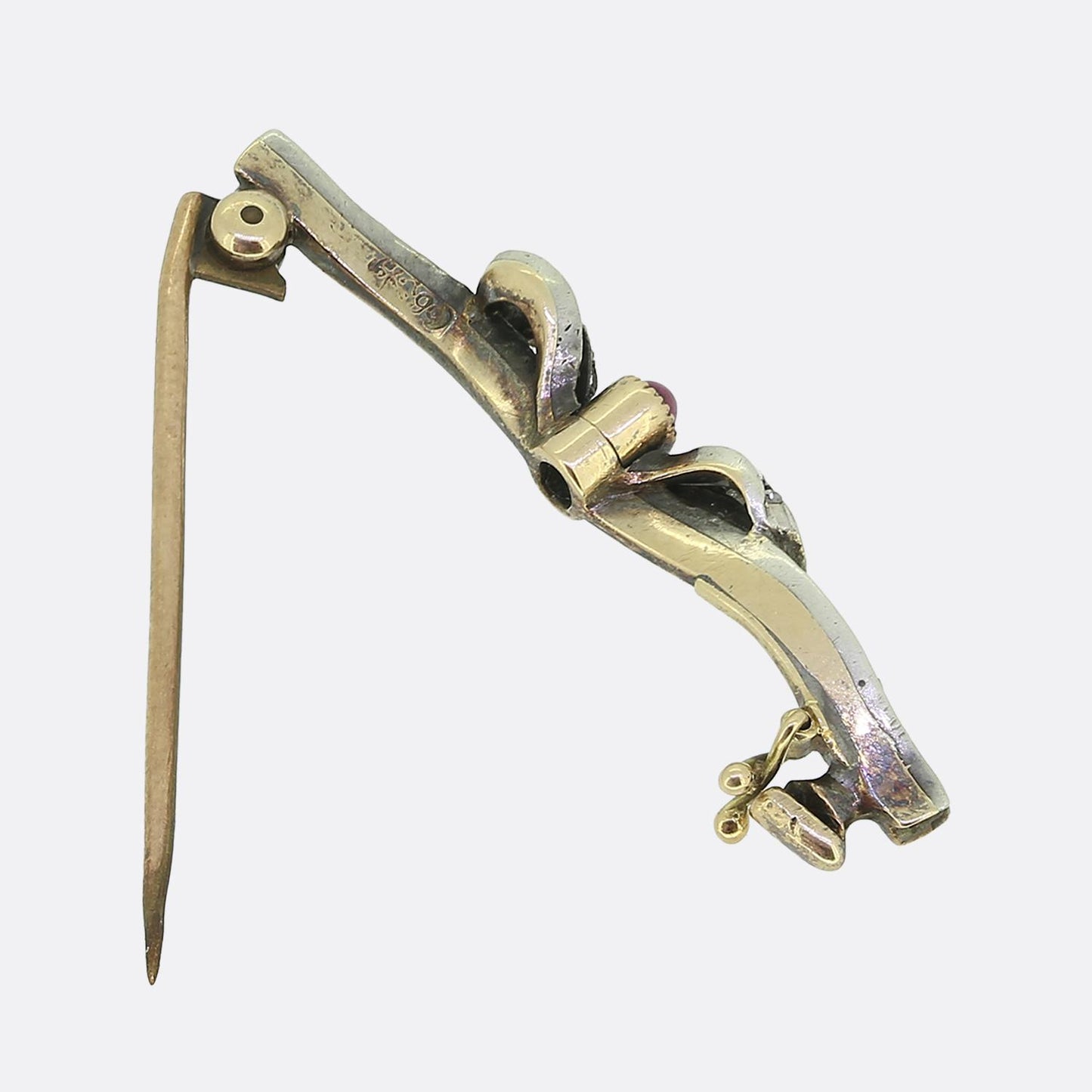 Faberge Ruby and Diamond Bow Brooch