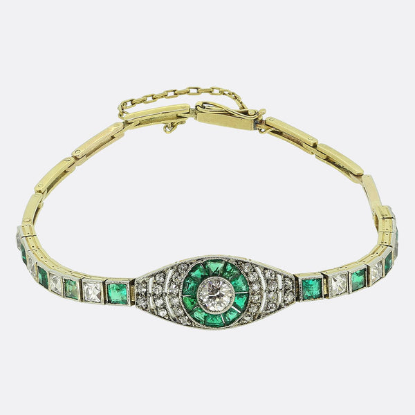 Art Deco Emerald and Diamond Bracelet