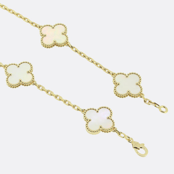 Van Cleef & Arpels Vintage Alhambra 10 Motif Mother of Pearl Necklace