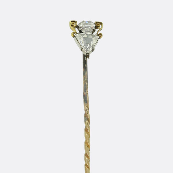 Antique Trillion Cut Diamond Stick Pin