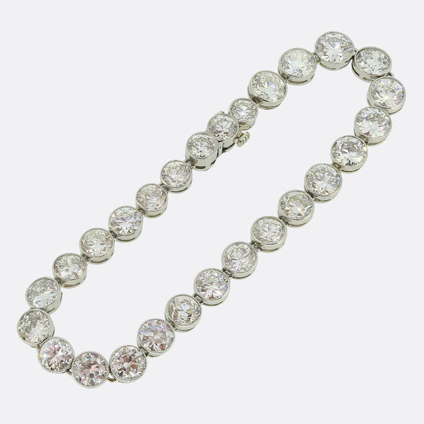 Art Deco 11.00 Carat Old Cut Diamond Line Bracelet
