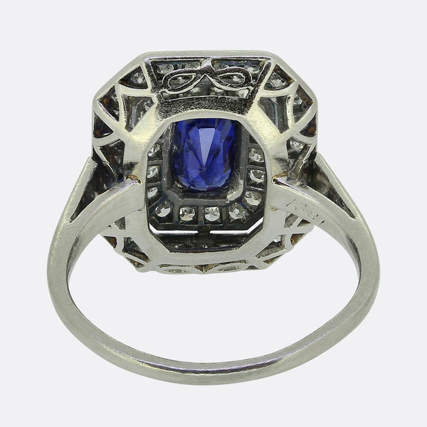 Art Deco Sapphire and Diamond Cluster Ring