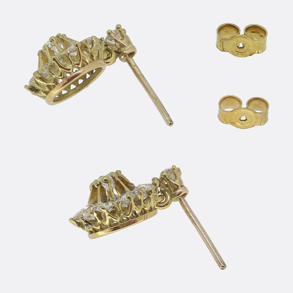 Art Deco Diamond Cluster Drop Earrings