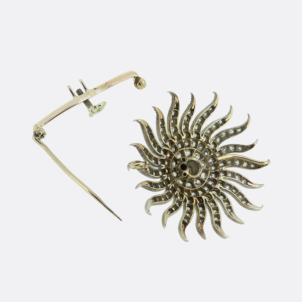 Antique Diamond Sunburst Brooch