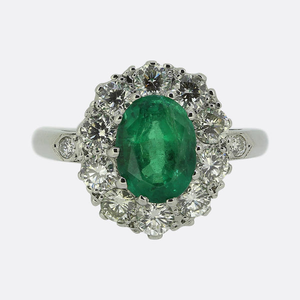 Vintage Emerald and Diamond Cluster Ring