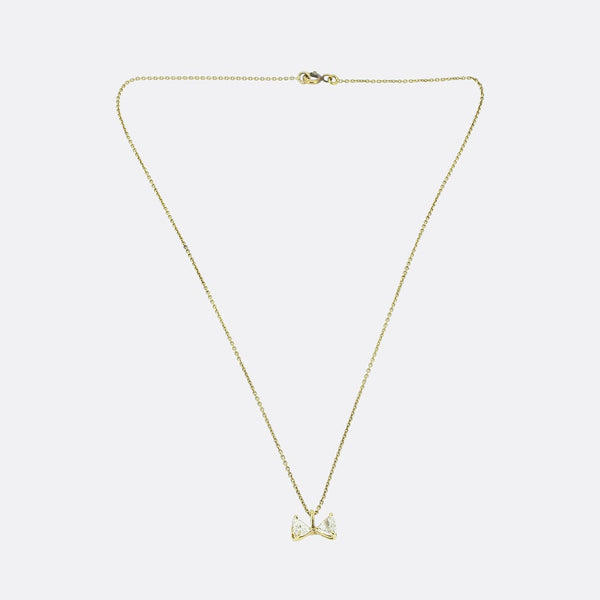 Vintage Double Heart Diamond Necklace