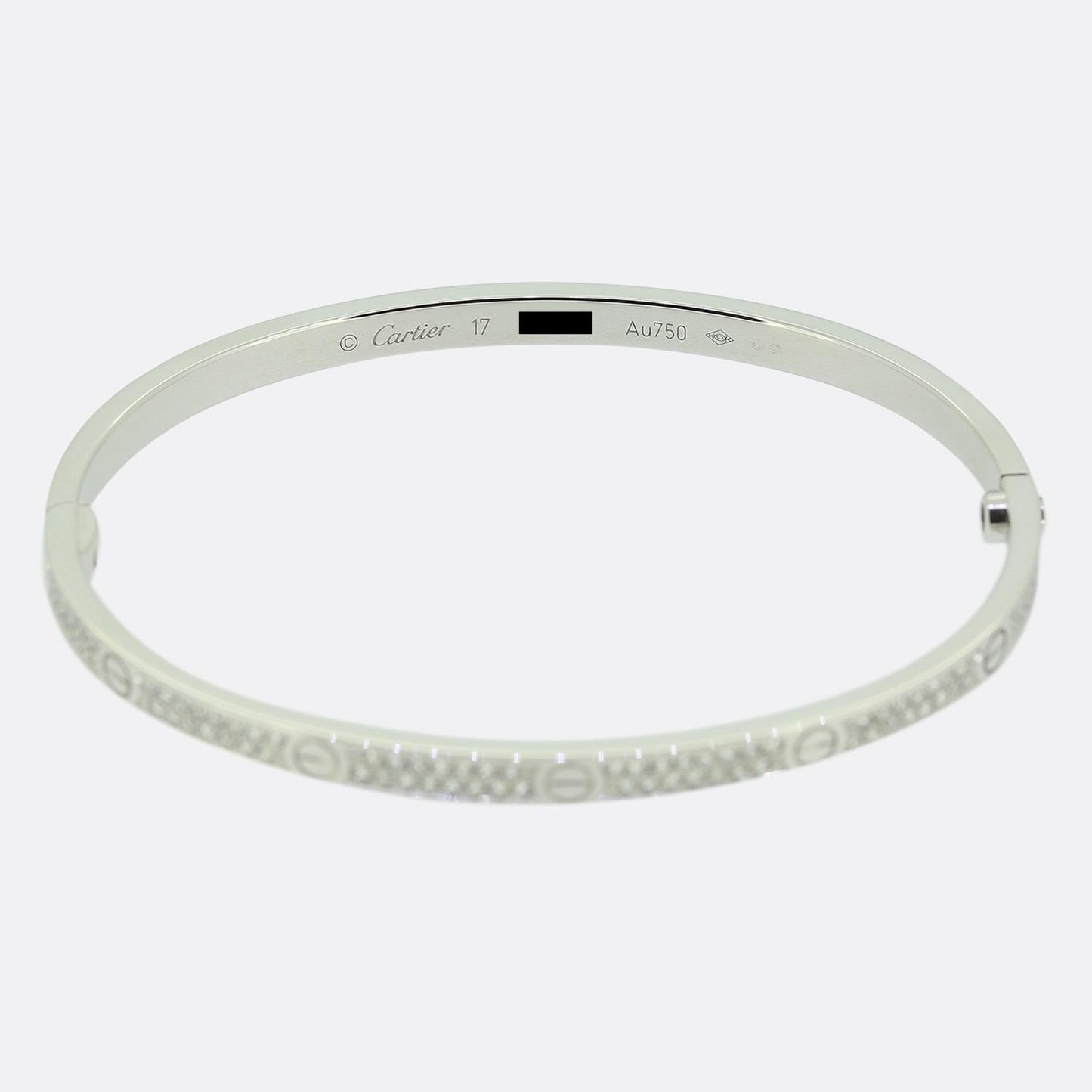 Cartier Paved Small Model LOVE Bangle Size 17