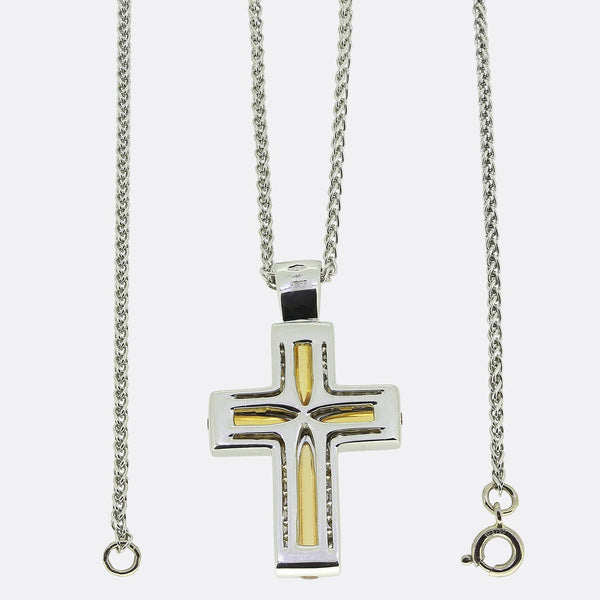 Mappin & Webb Citrine and Diamond Cross Pendant Necklace