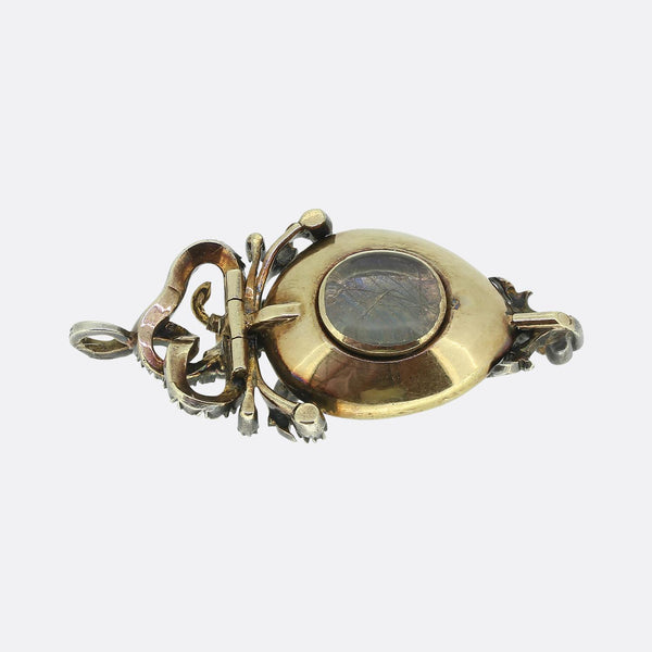 Victorian Cabochon Garnet and Diamond Snake Locket Pendant