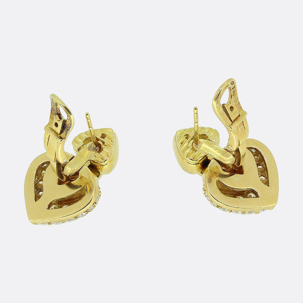 Bvlgari Doppio Cuore Diamond Heart Drop Earrings