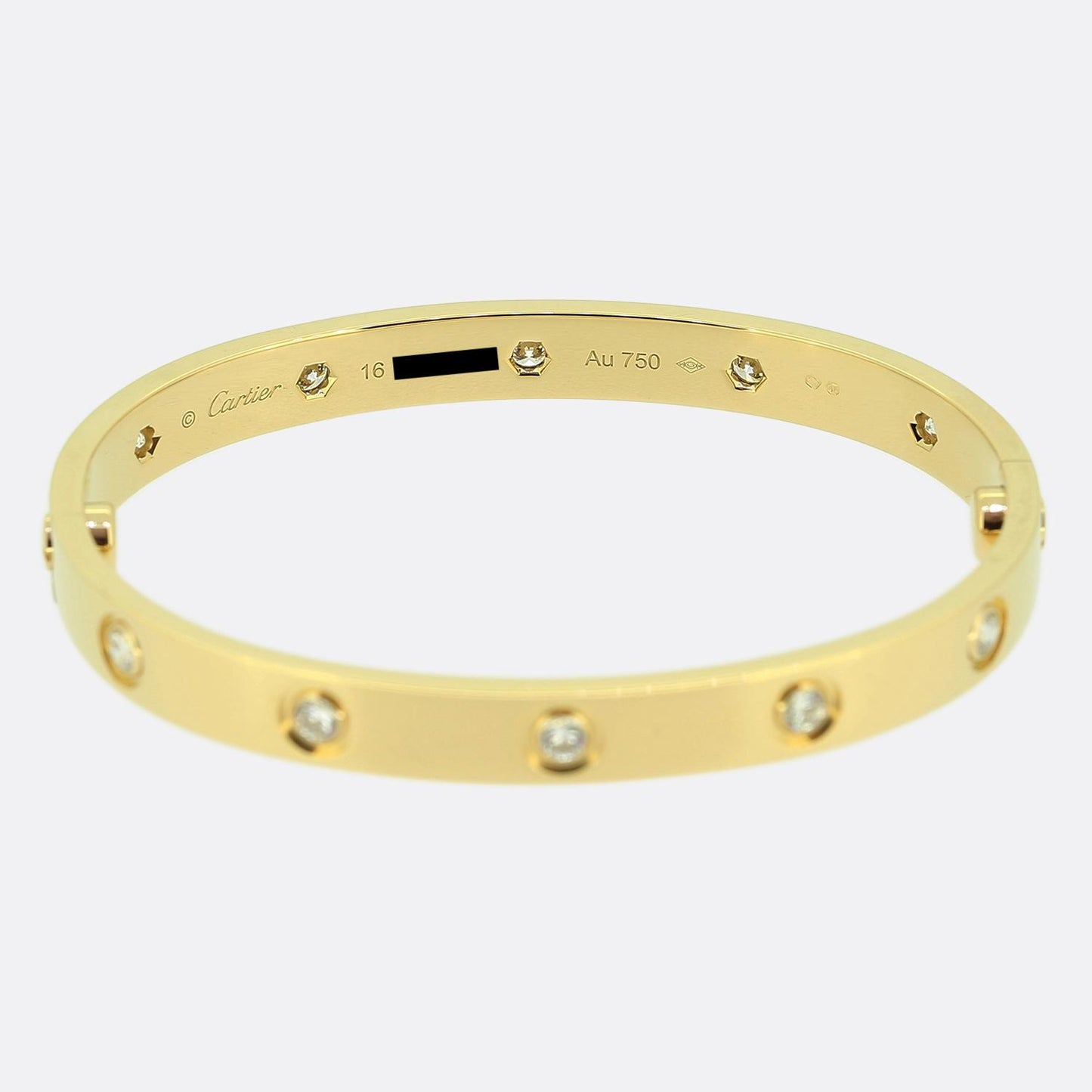 Cartier Classic Model Ten Diamond LOVE Bangle Size 16