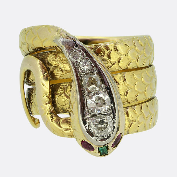 Victorian Diamond Snake Ring