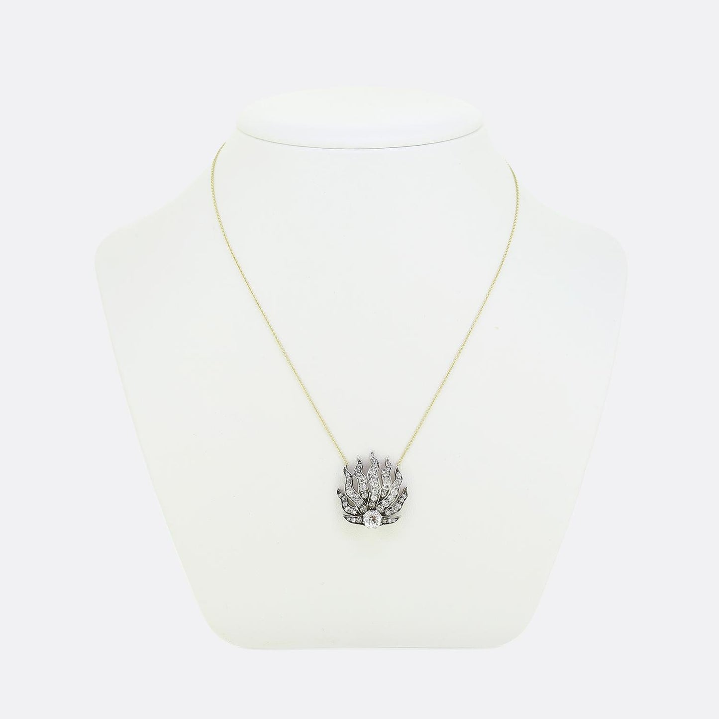 Victorian Diamond Cluster Pendant Necklace