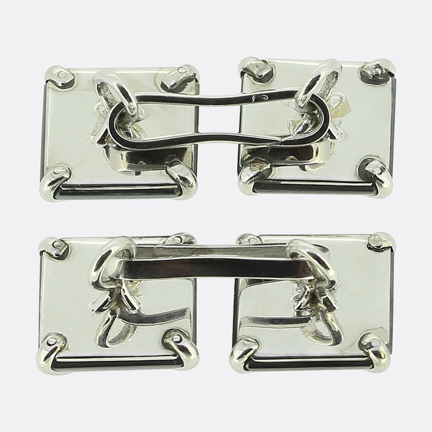 Vintage Hematite and Diamond Cufflinks