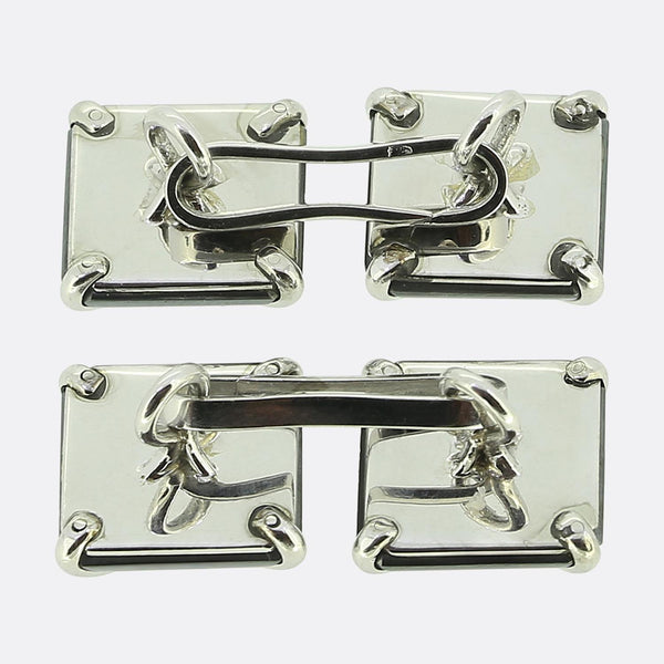 Vintage Hematite and Diamond Cufflinks