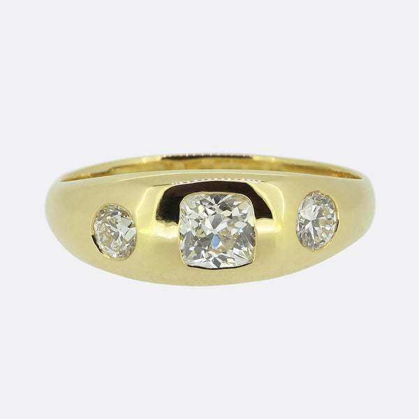 Antique 1.22 Carat Diamond Three-Stone Ring