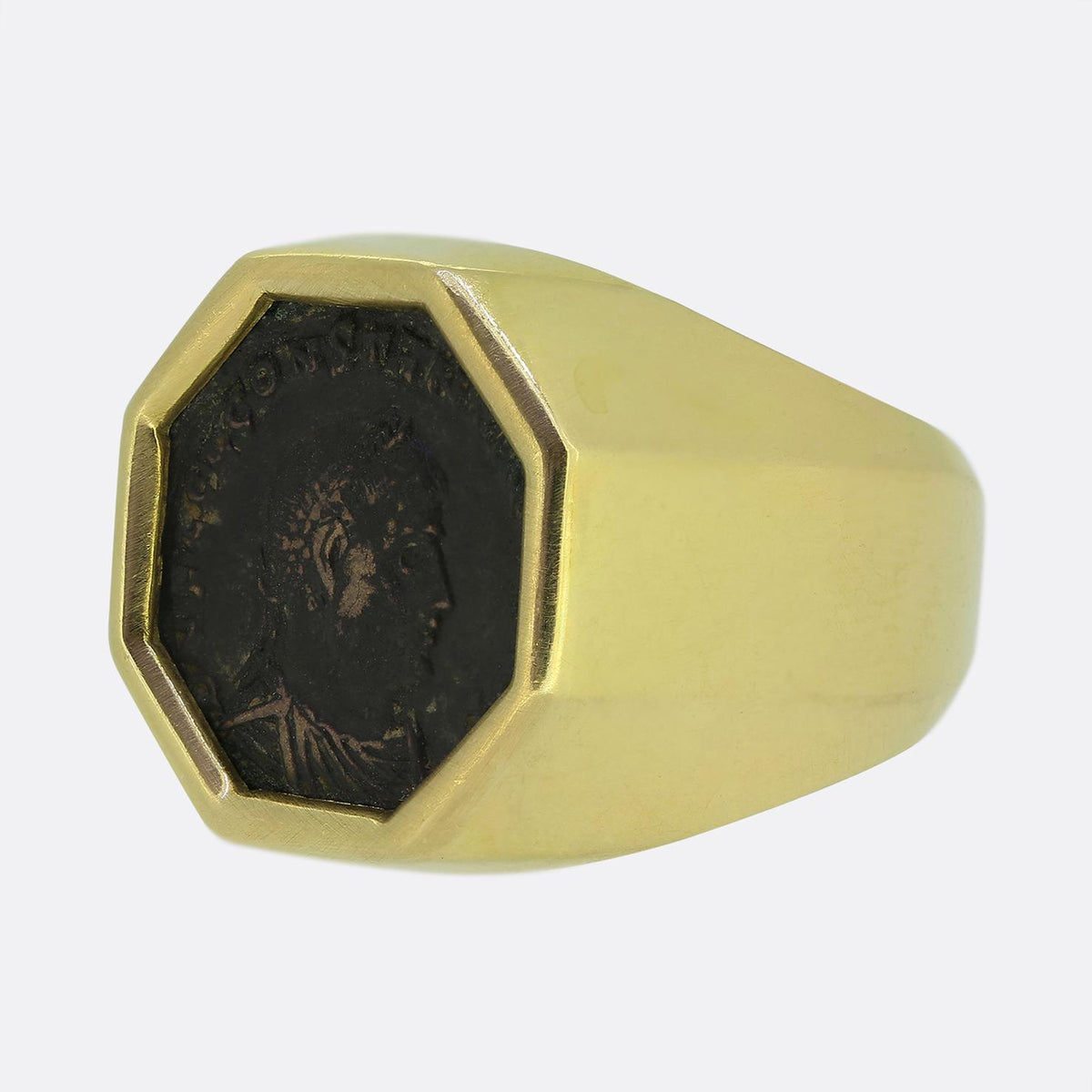 Vesco Vintage Constantine Bronze Coin Signet Ring