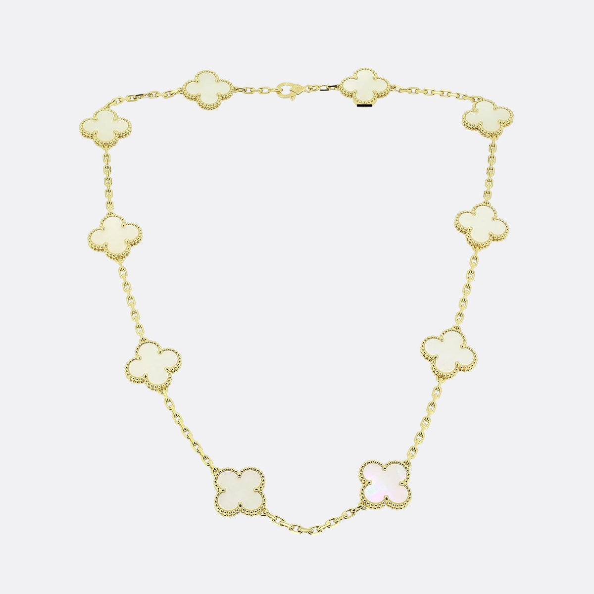 Van Cleef & Arpels Vintage Alhambra 10 Motif Mother of Pearl Necklace