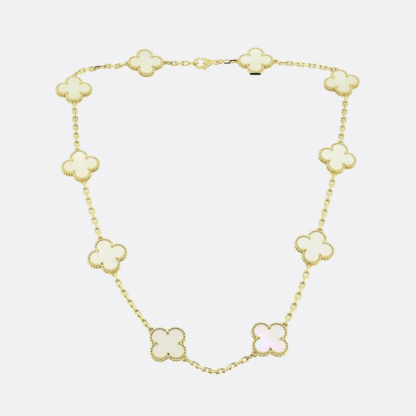 Van Cleef & Arpels Vintage Alhambra 10 Motif Mother of Pearl Necklace