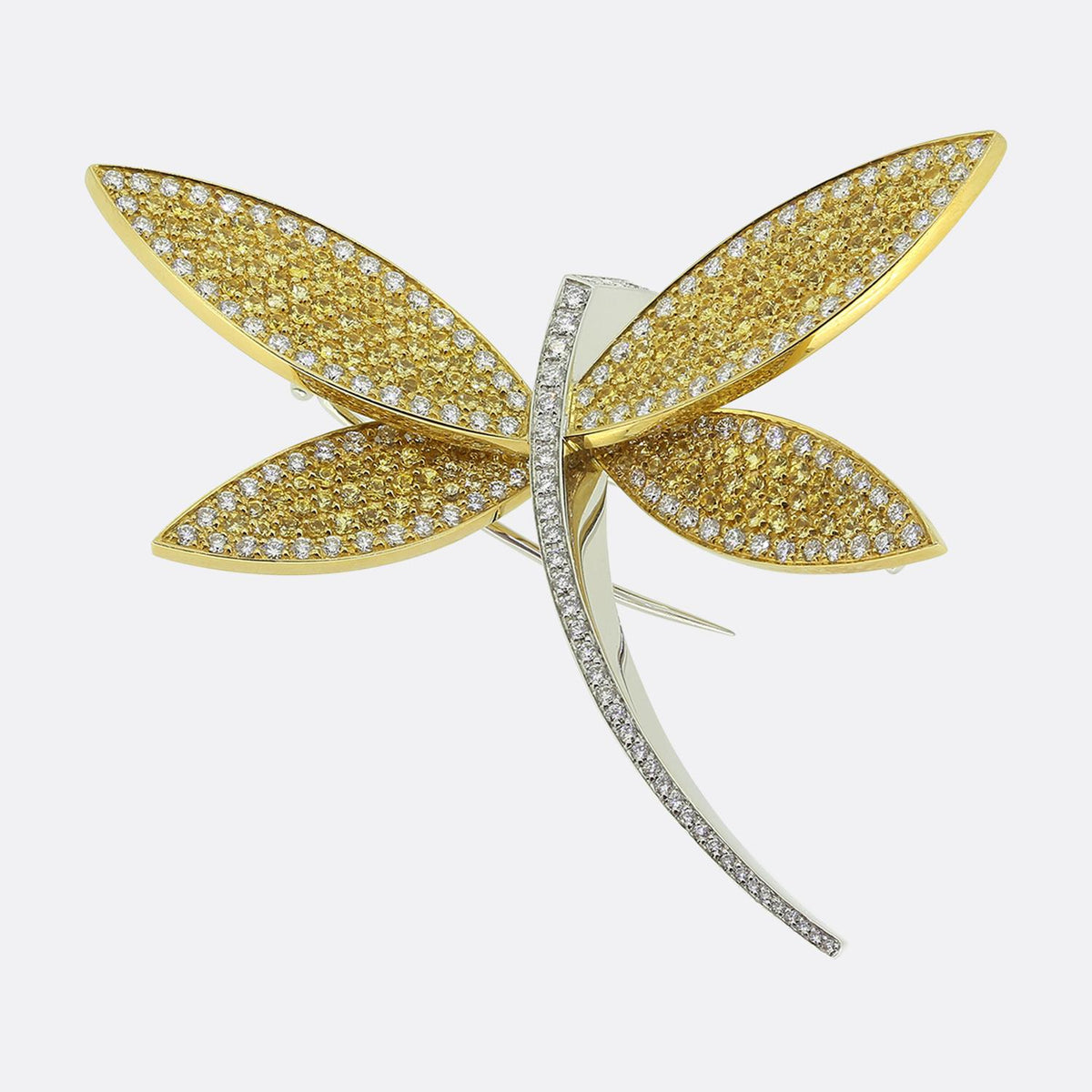 Giorgio Visconti Diamond and Yellow Sapphire Dragonfly Brooch