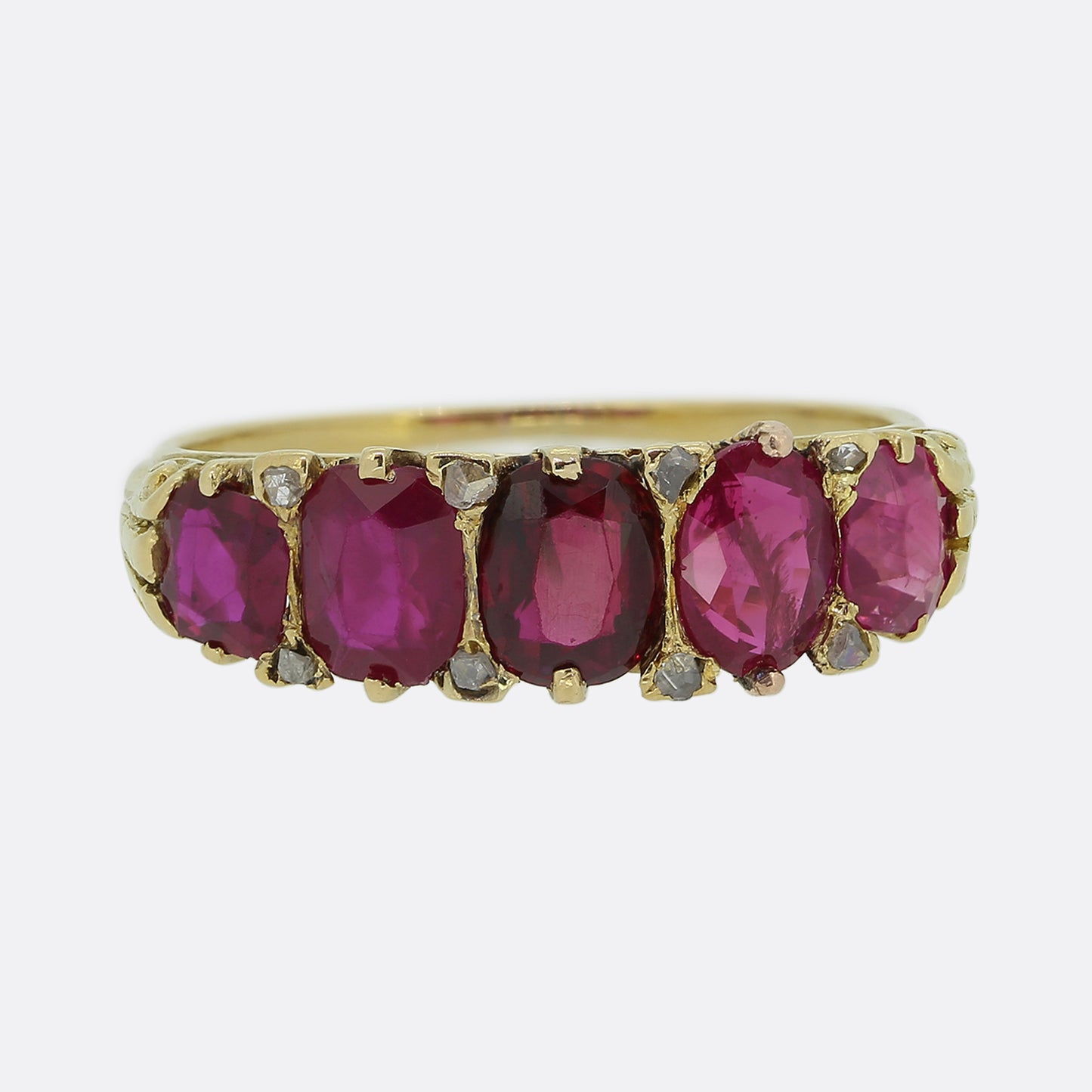 Antique Burmese Ruby Five Stone Ring