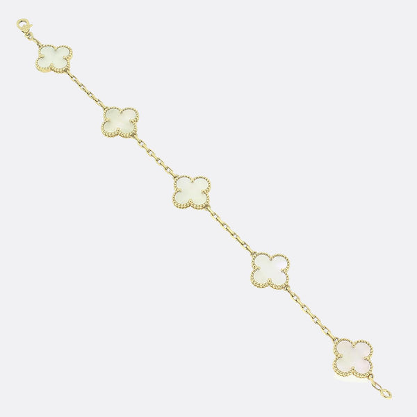 Van Cleef & Arpels Vintage Alhambra Five Motif Mother of Pearl Bracelet