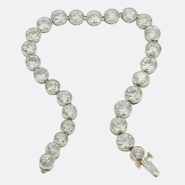 Art Deco 11.00 Carat Old Cut Diamond Line Bracelet