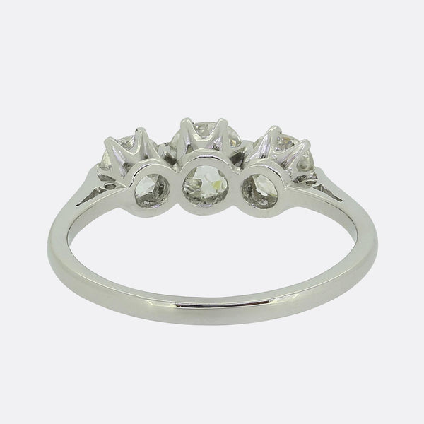 0.90 Carat Old Cut Diamond Three-Stone Ring
