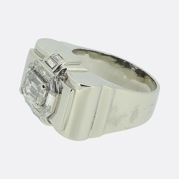 Mid-Century 2.20 Carat Emerald Cut Diamond Ring