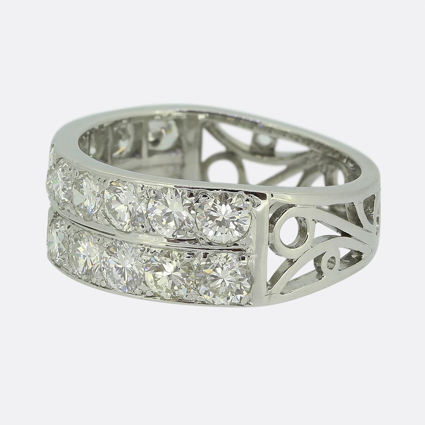 3.00 Carat Old Cut Diamond Double Row Ring