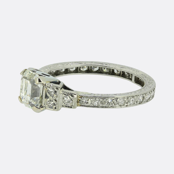 Art Deco Style 0.73 Carat Asscher Cut Diamond Engagement Ring Size K (50)