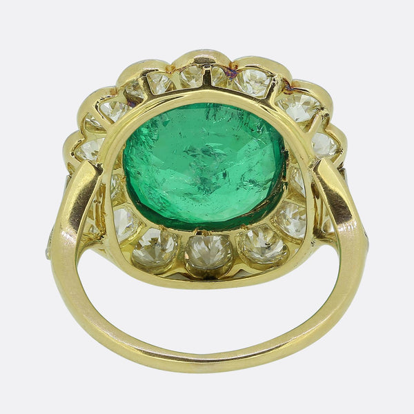 6.45 Carat Colombian Emerald and Diamond Cluster Ring