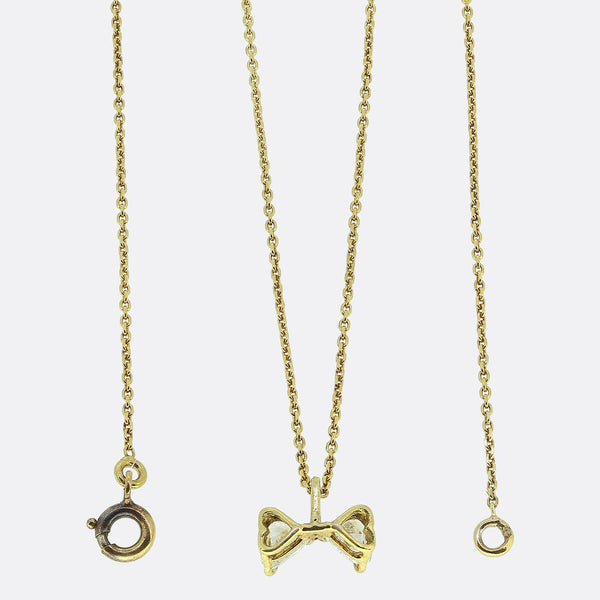 Vintage Double Heart Diamond Necklace