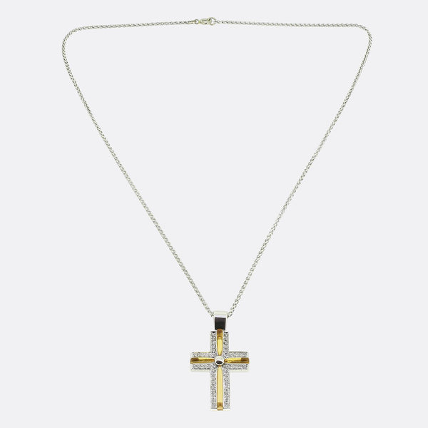 Mappin & Webb Citrine and Diamond Cross Pendant Necklace