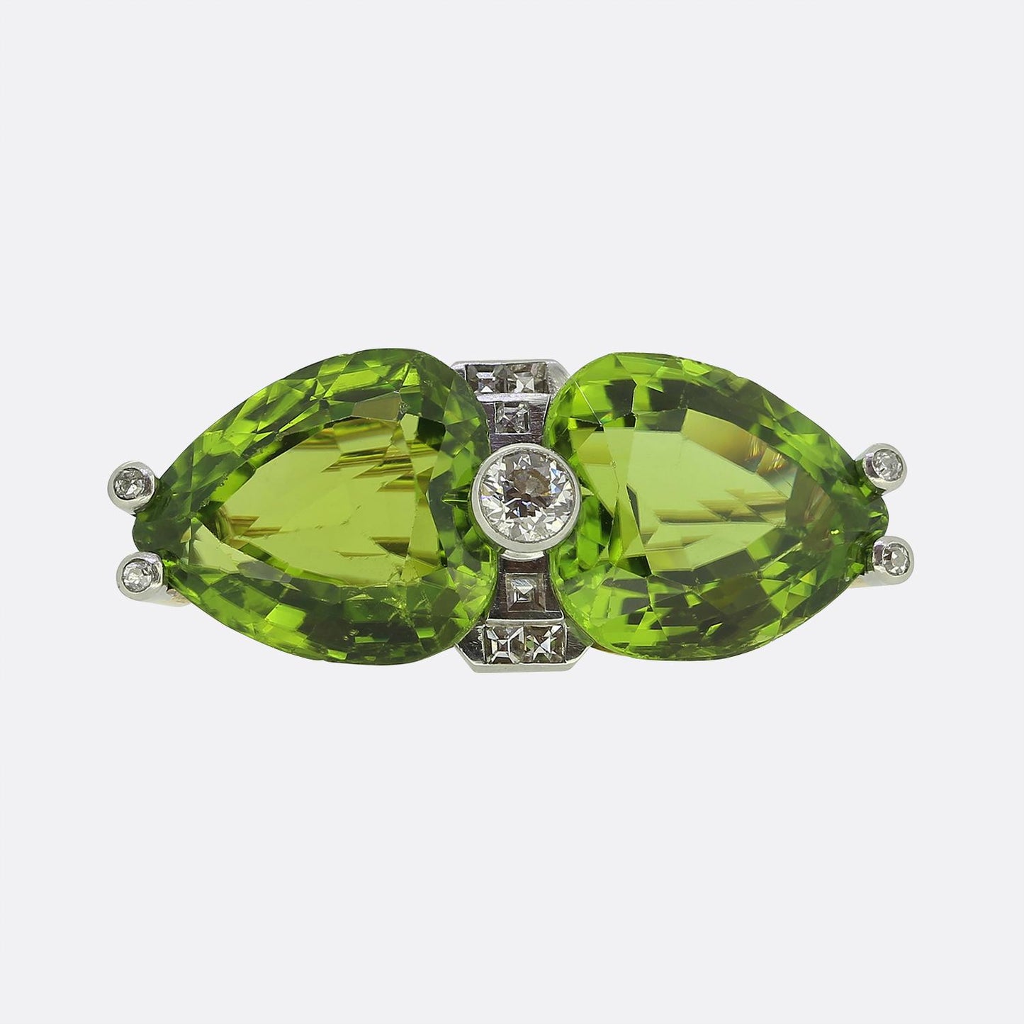 Antique Peridot and Diamond Brooch