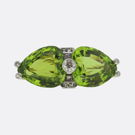 Antique Peridot and Diamond Brooch
