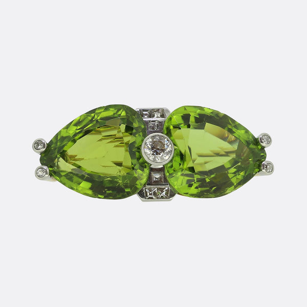 Antique Peridot and Diamond Brooch