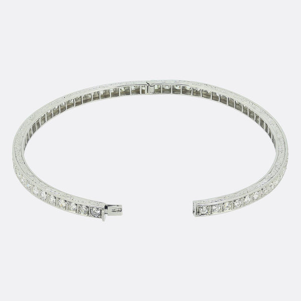 Art Deco Onyx and Diamond Bangle Set