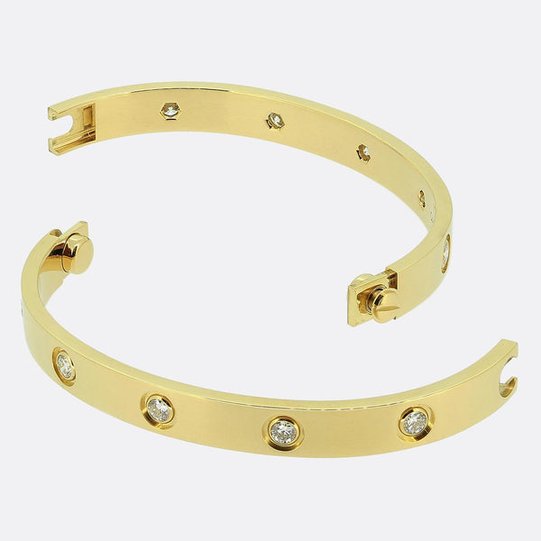 Cartier Classic Model Ten Diamond LOVE Bangle Size 16