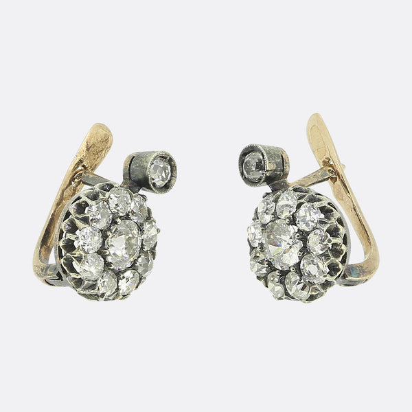 Antique Diamond Cluster Earrings
