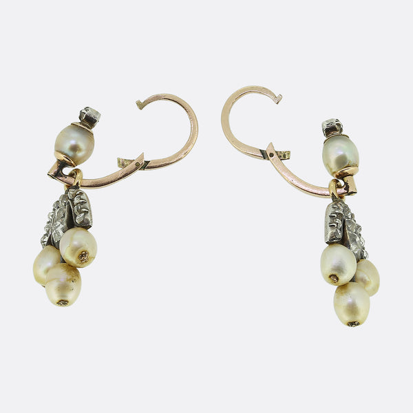 Antique Pearl and Diamond Drop Earrings