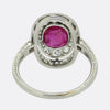 Art Deco Burmese Ruby and Diamond Cluster Ring
