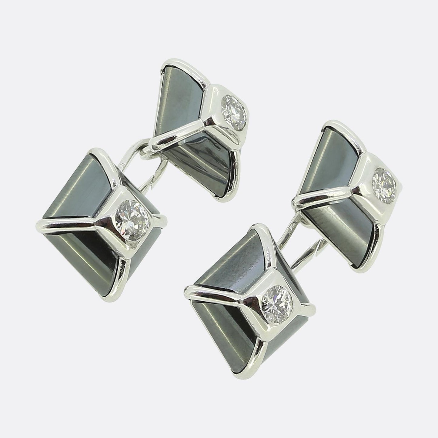Vintage Hematite and Diamond Cufflinks