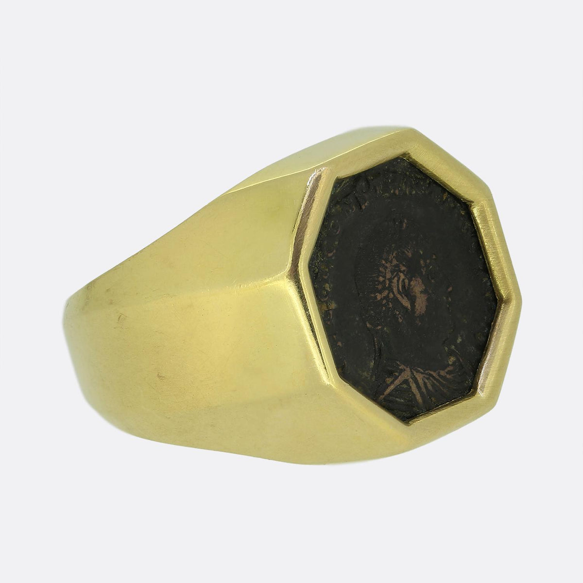 Vesco Vintage Constantine Bronze Coin Signet Ring