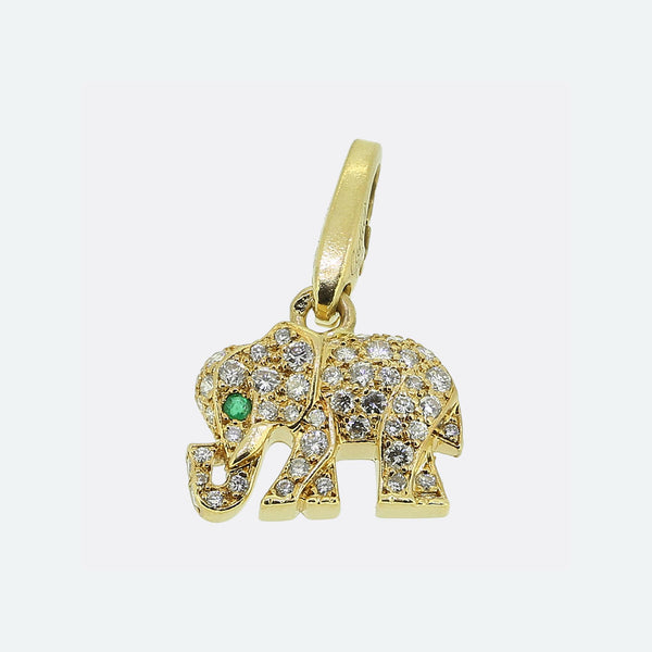 Cartier Pave Diamond Elephant Charm Pendant