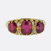 Edwardian Synthetic Ruby and Diamond Three Stone Ring