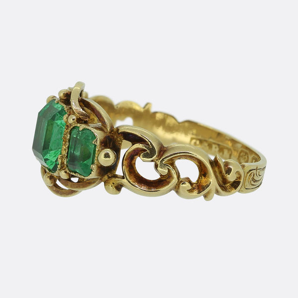 Victorian Emerald Three Stone Ring